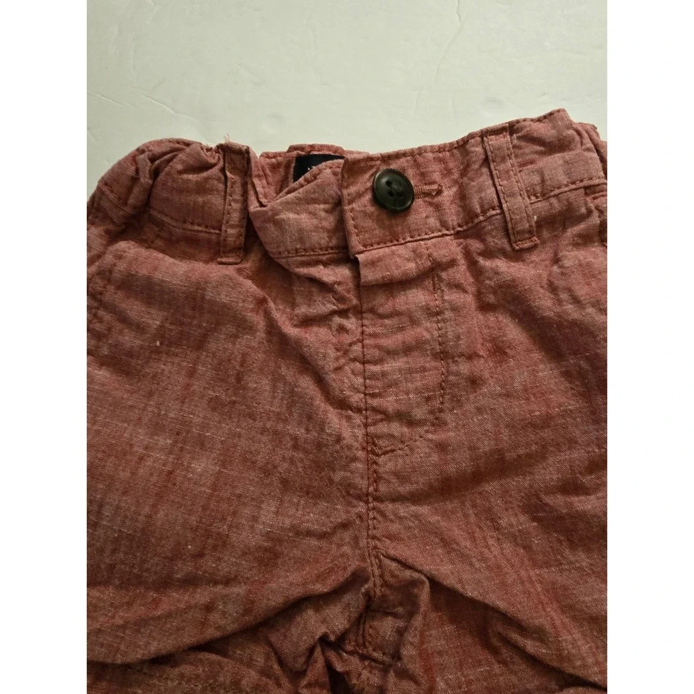 The Childrens Place Baby Boys Red Linen Blend Shorts 6-9 Months Heathered